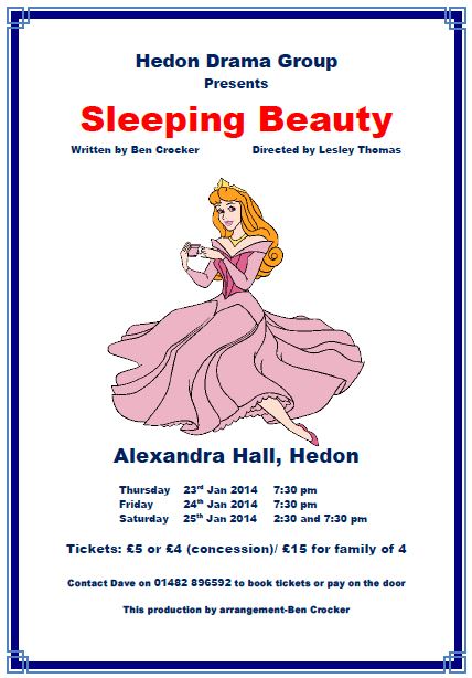 Sleeping Beauty Hedon Panto Poster 2013