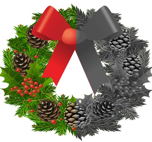 christmas wreath colourful or black and white
