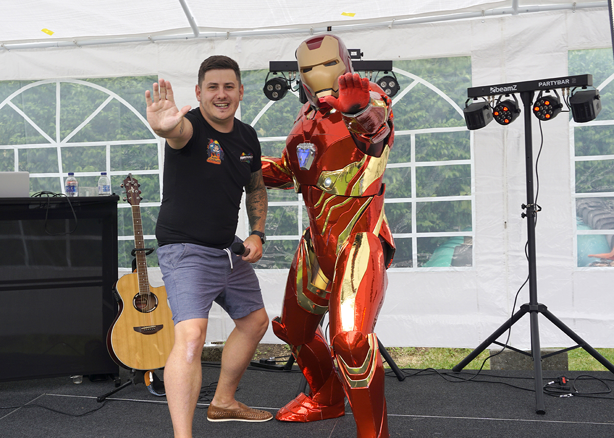 Iron Man and Compere Adam Atkinson web