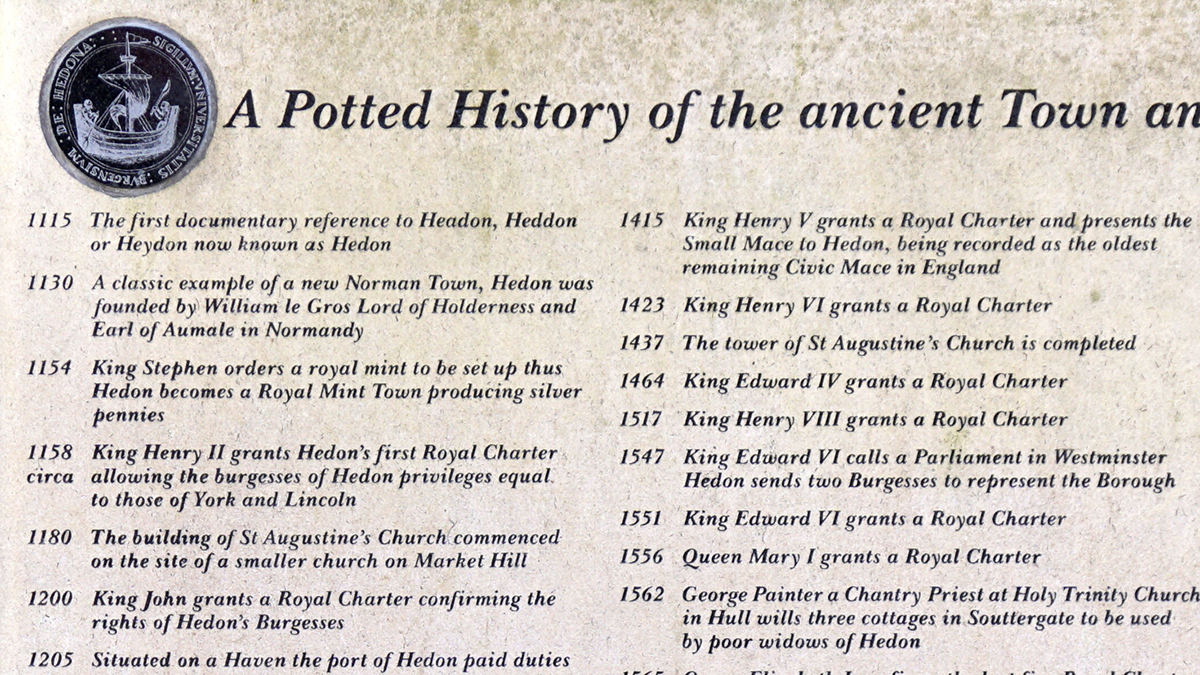 Potted History Hedon Plaque part