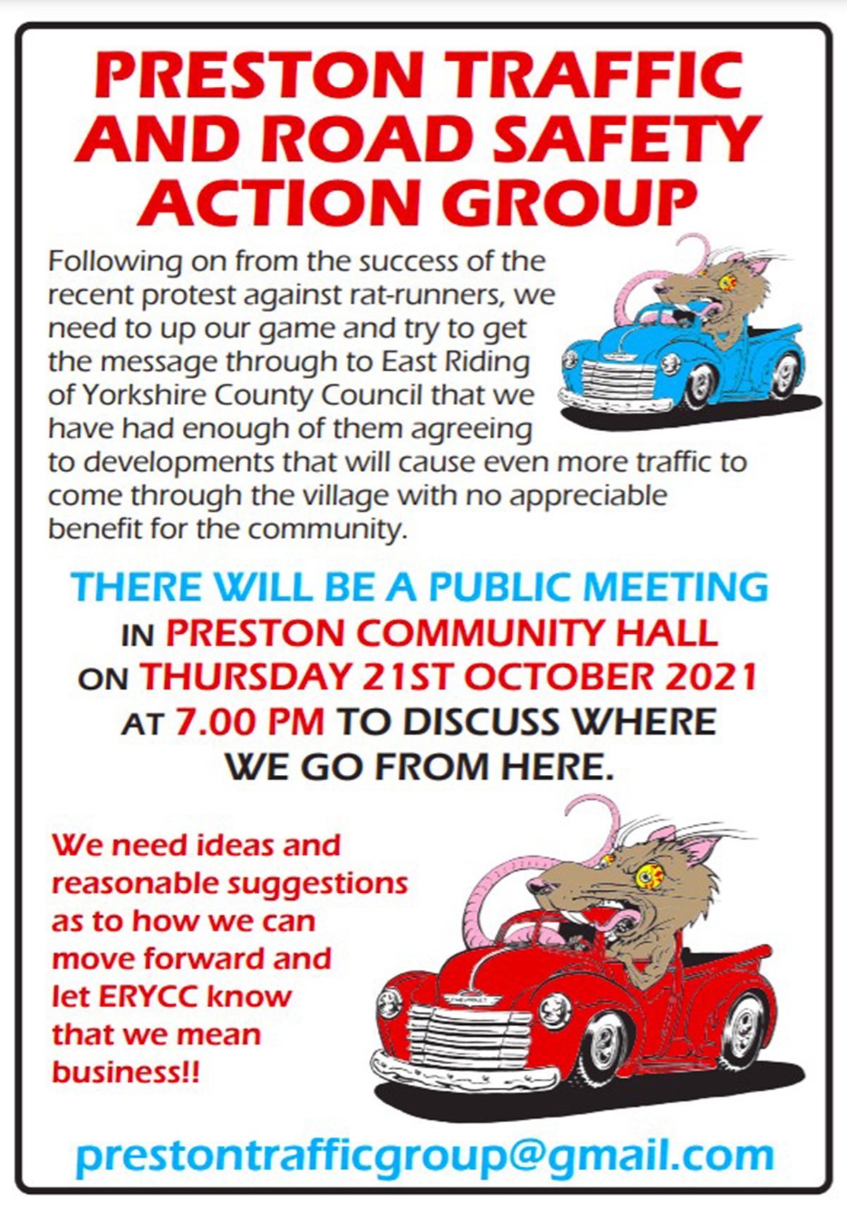 Preston Traffic Public Meeting poster