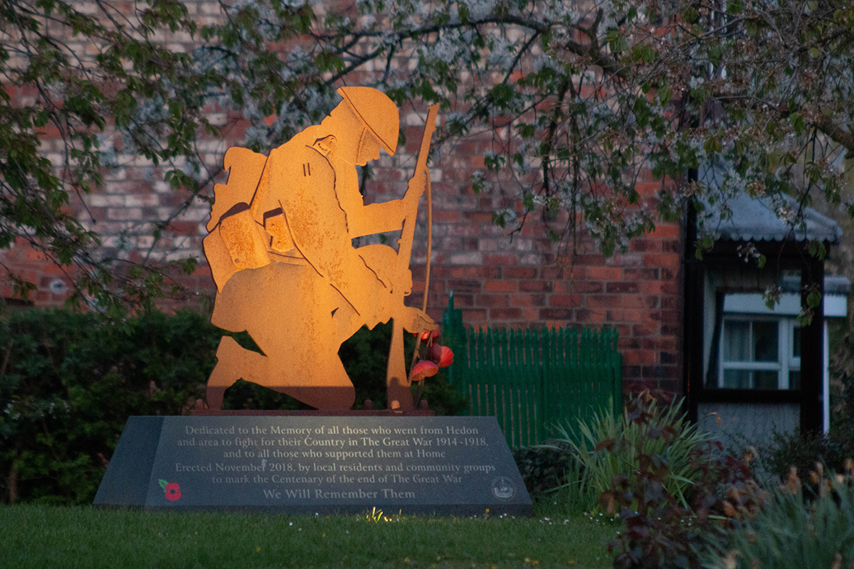 Armistice War Memorial in sunset light closer web