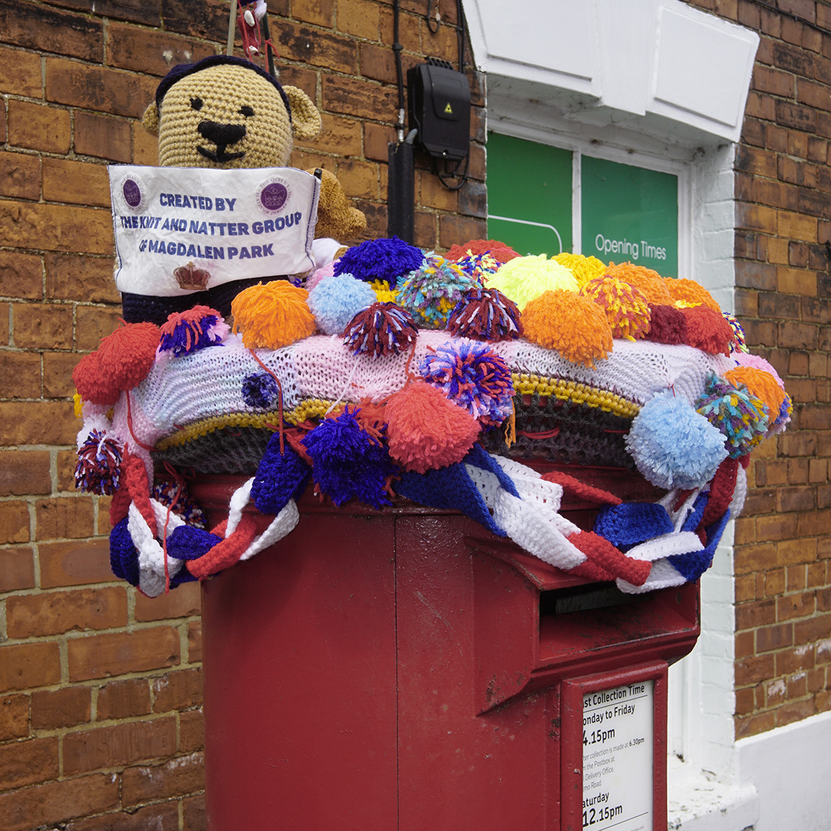 Hedon Yarn Bomb Post Box by Knit Natter Magdalen Park