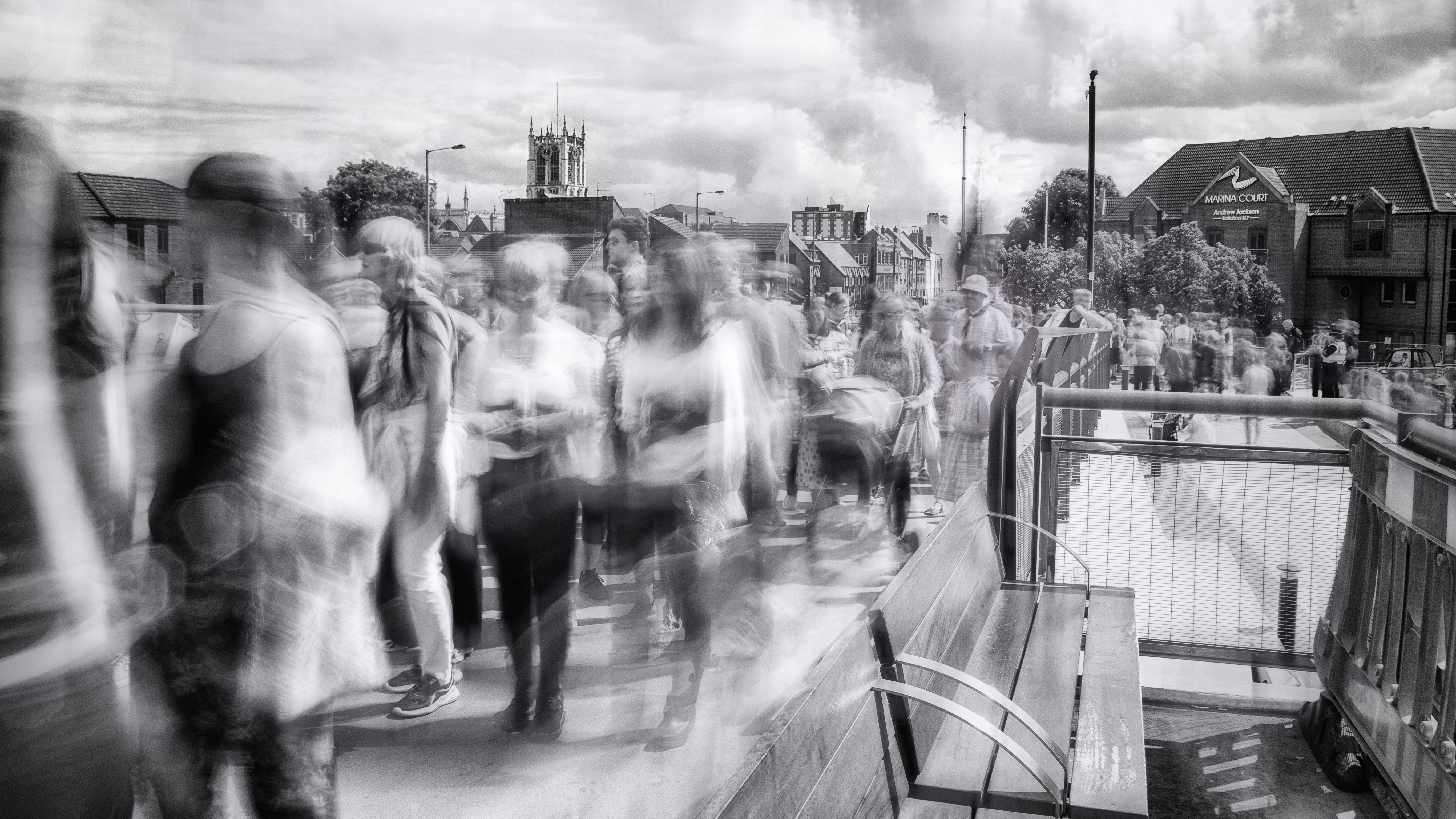 Pride March long exposure blur 13 other way bw