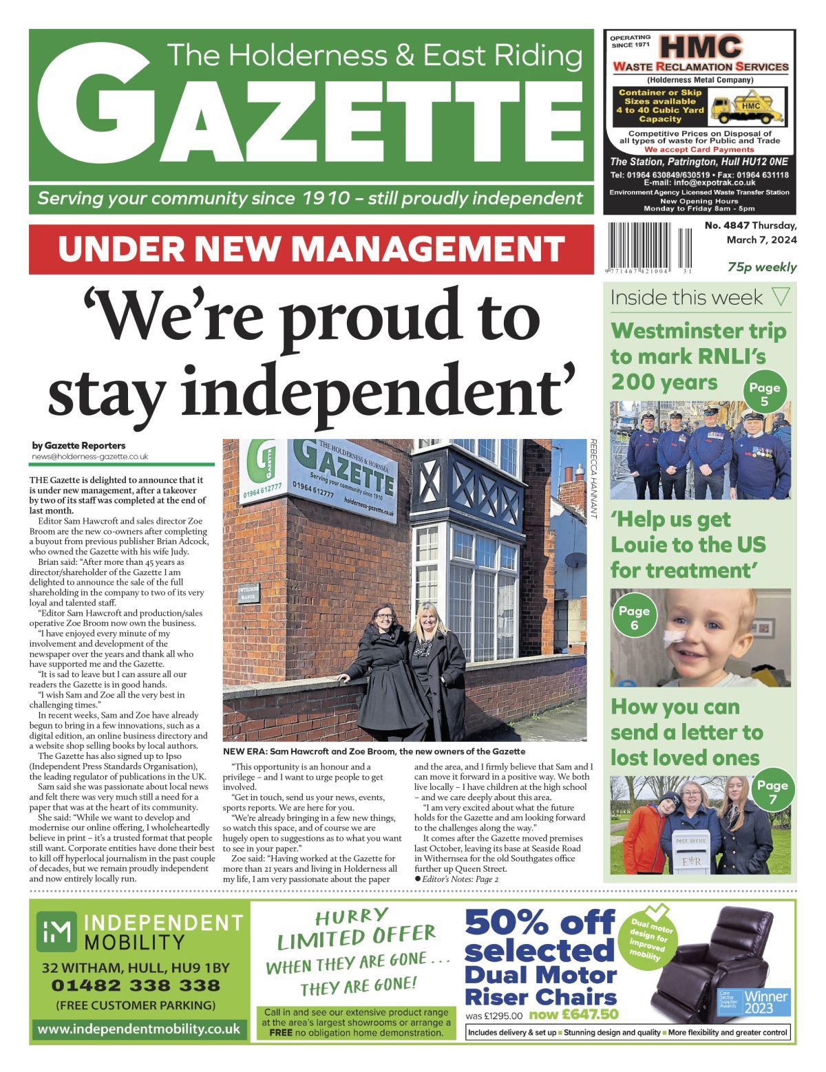 Gazette Front Cover 7 March 2024 e1709811307530