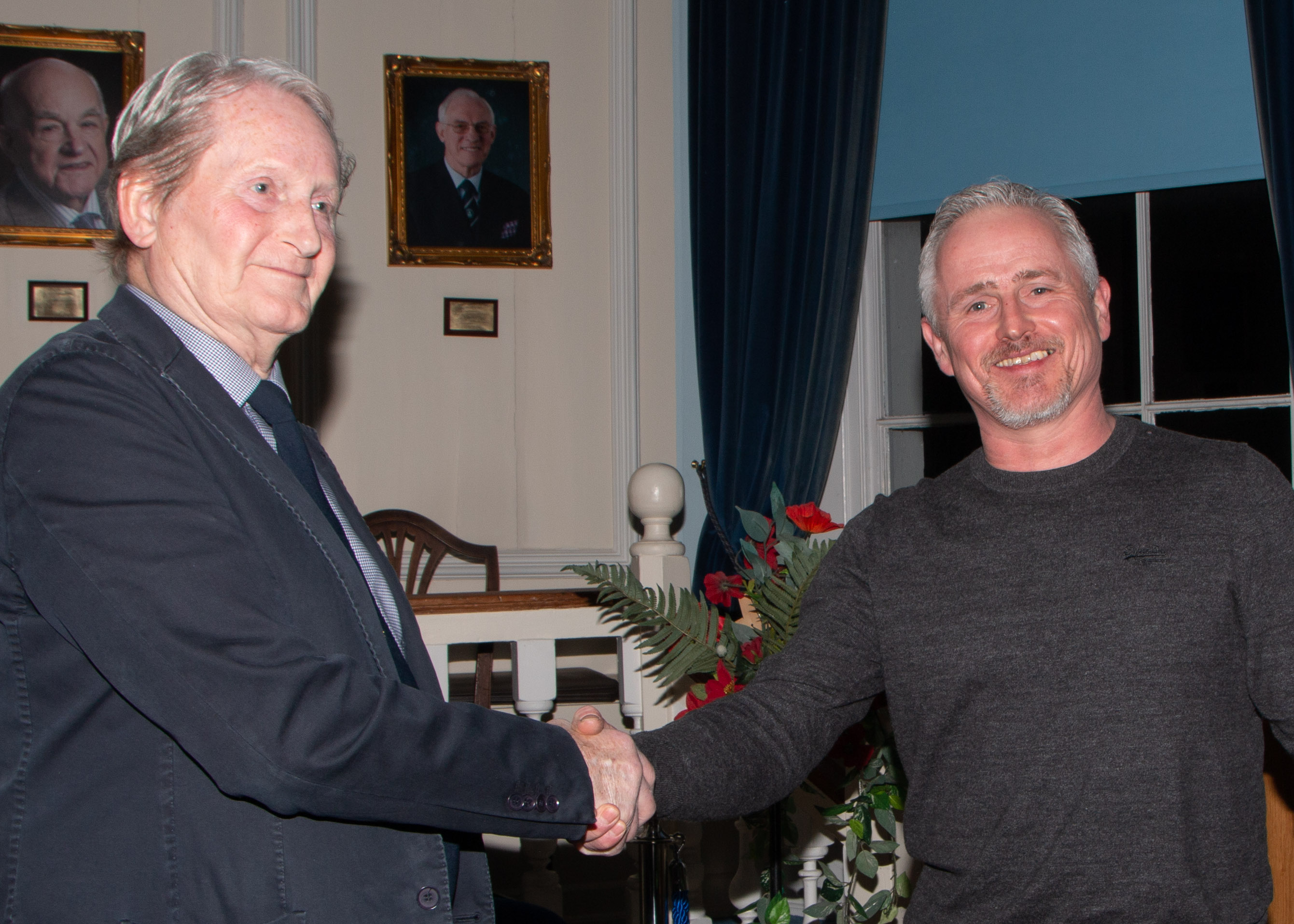 Paul Francis (right) accepts cheque on behalf of Hedon Bellringers.