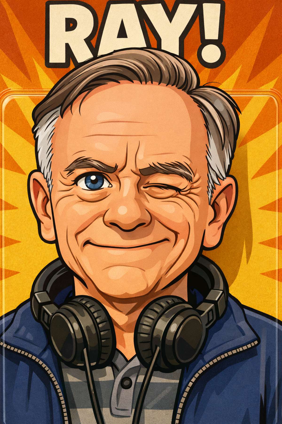 ChatGPT generated image showing a cartoon style boyfriend giving a Cheerful Wink